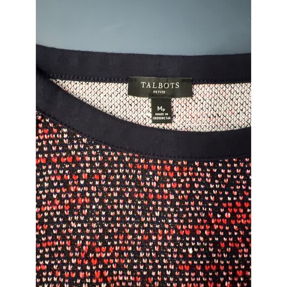 Talbots Petite Knit Dress SZ MP Multi-Color Gold Button Accent & 3/4 Sleeves - Picture 6 of 9